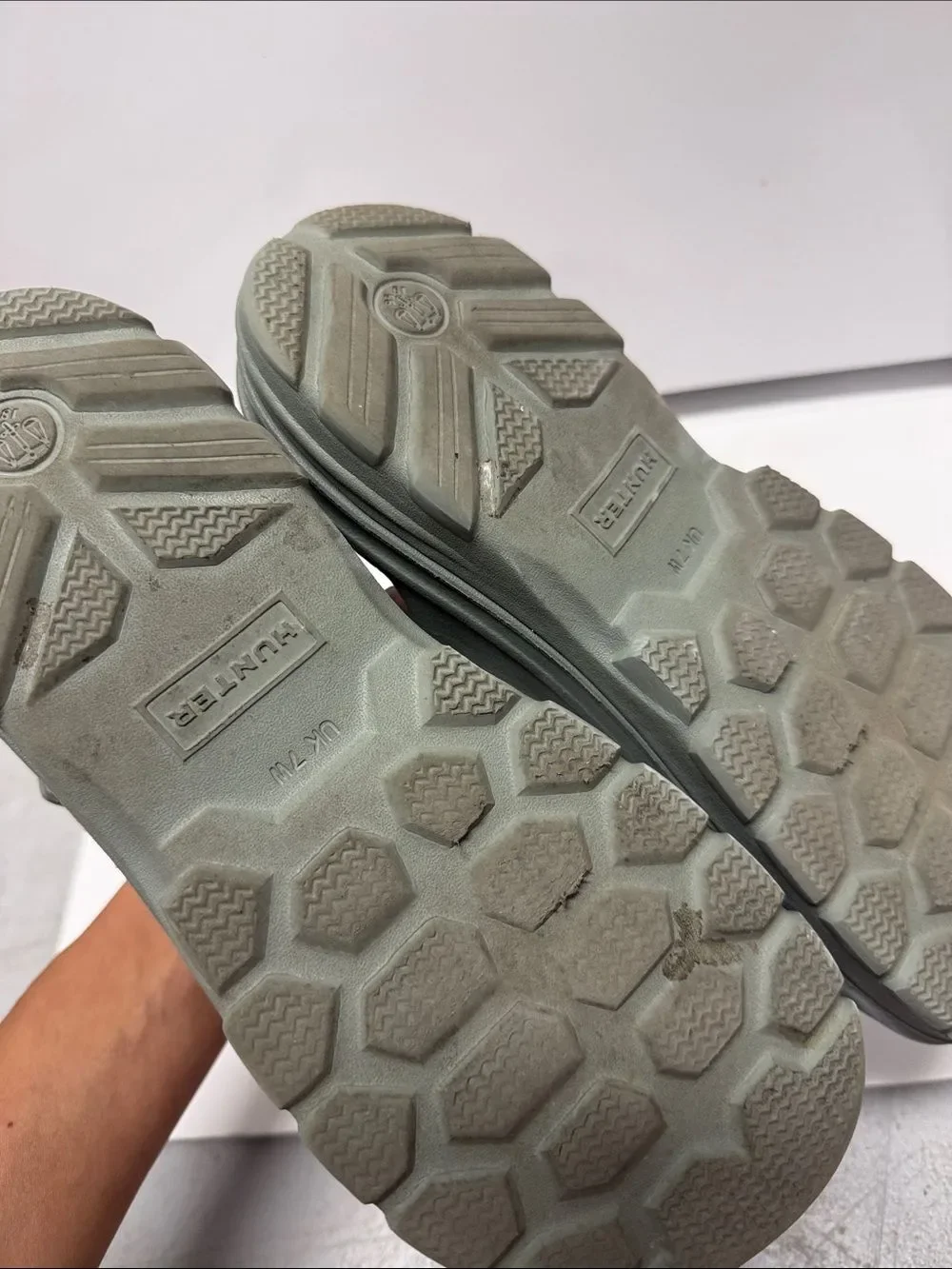 Hunter Grey-Green Slingback Rubber Slide Sandals - Size 7